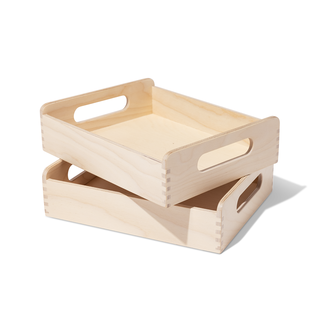 Montessori Wooden Trays & Felt Baskets