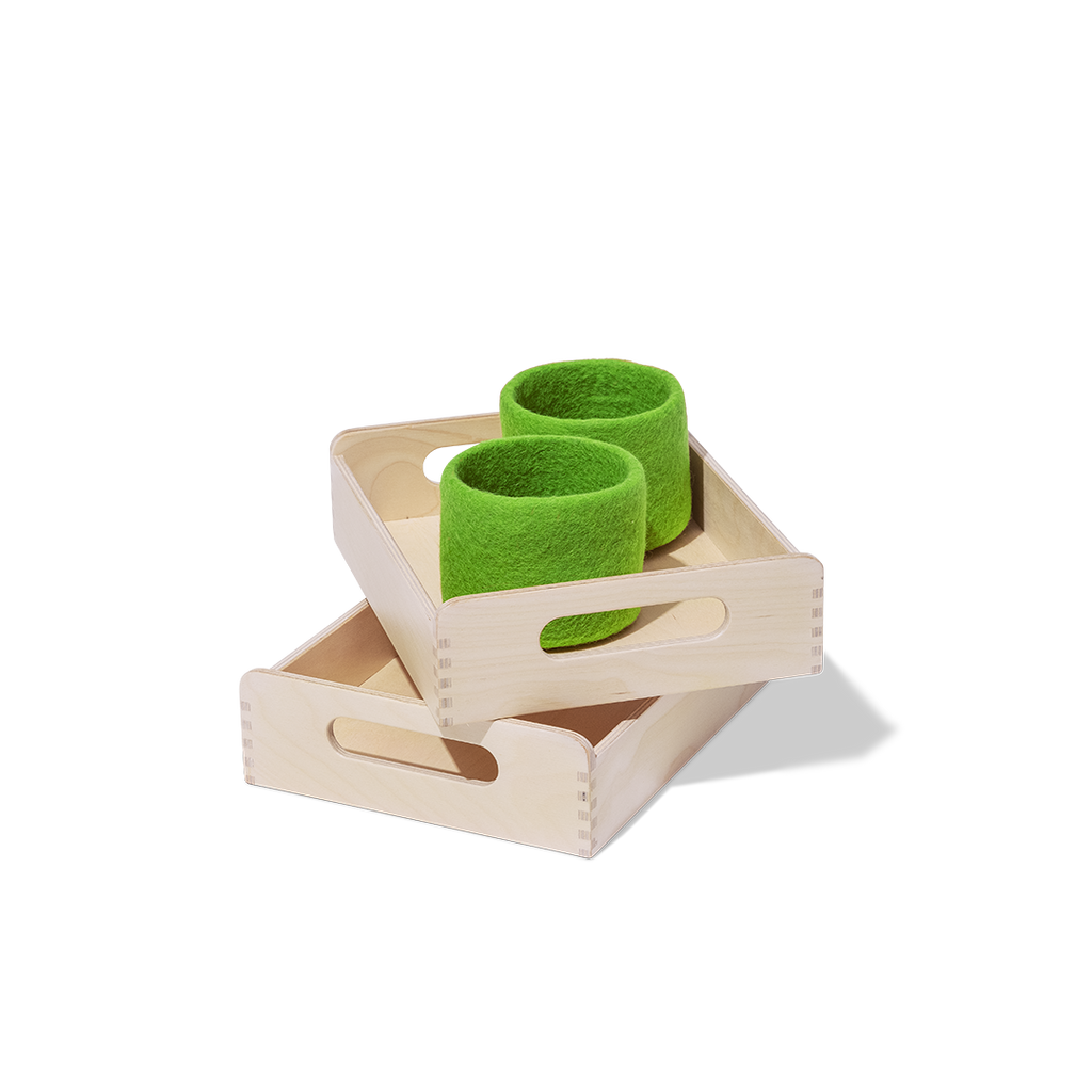 Montessori Wooden Trays & Felt Baskets