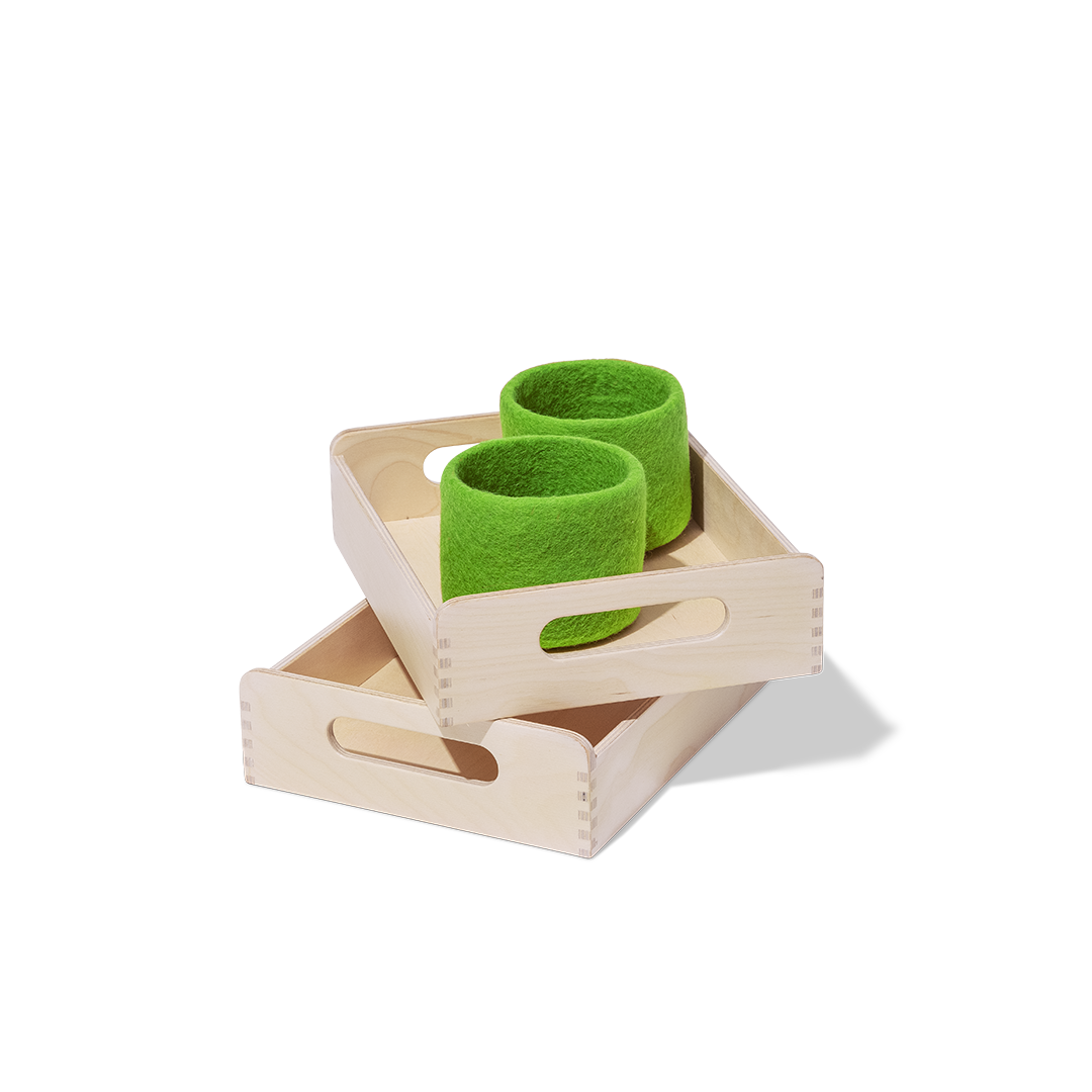 Montessori Wooden Trays & Felt Baskets