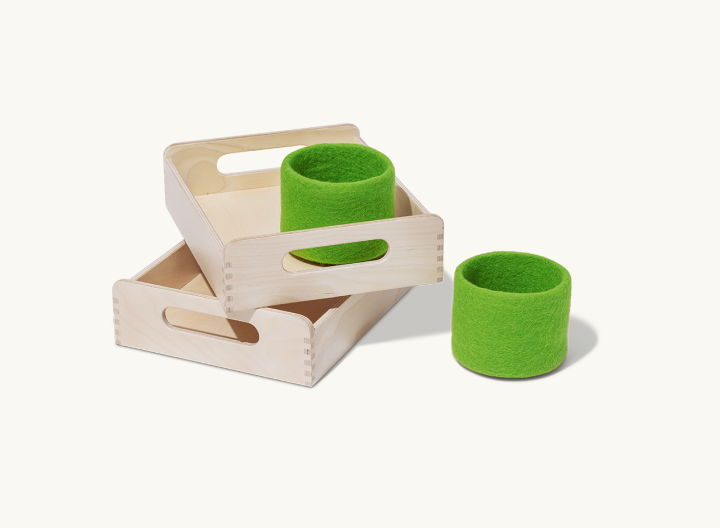 Montessori Wooden Trays & Felt Baskets
